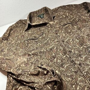 Vintage Lauren Ralph Lauren Button Down Shirt Women's 2XL Brown Paisley Cotton M